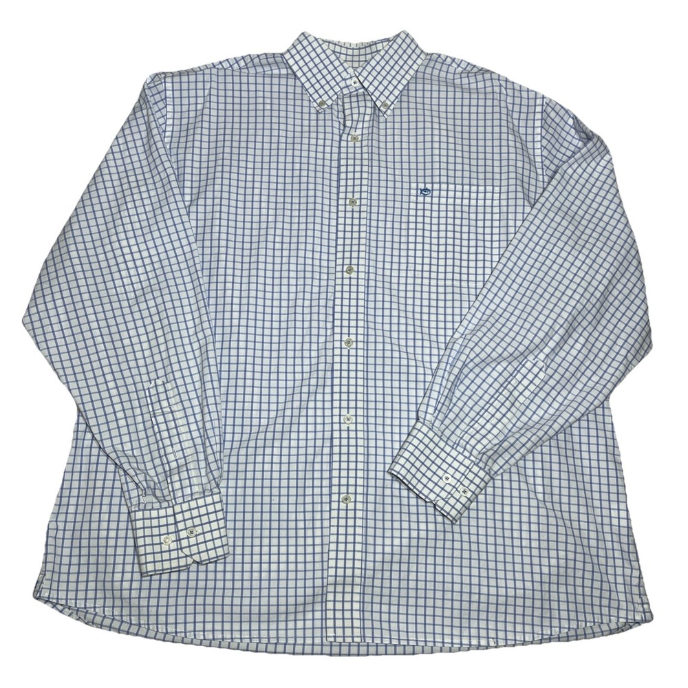 Southern Tide Button Down Mens XL‎ Blue Check Plaid Long Sleeve Cotton Shirt EUC